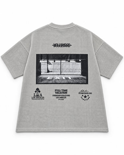 Oversize Grey Waffle Knit Tshirt - Vacation