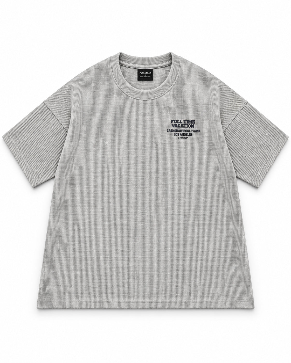 Oversize Grey Waffle Knit Tshirt - Vacation
