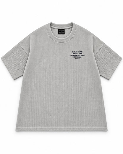 Oversize Grey Waffle Knit Tshirt - Vacation