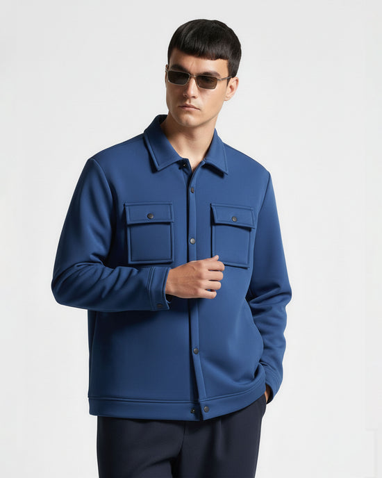 Dual Pocket Utility Jacket- Blue